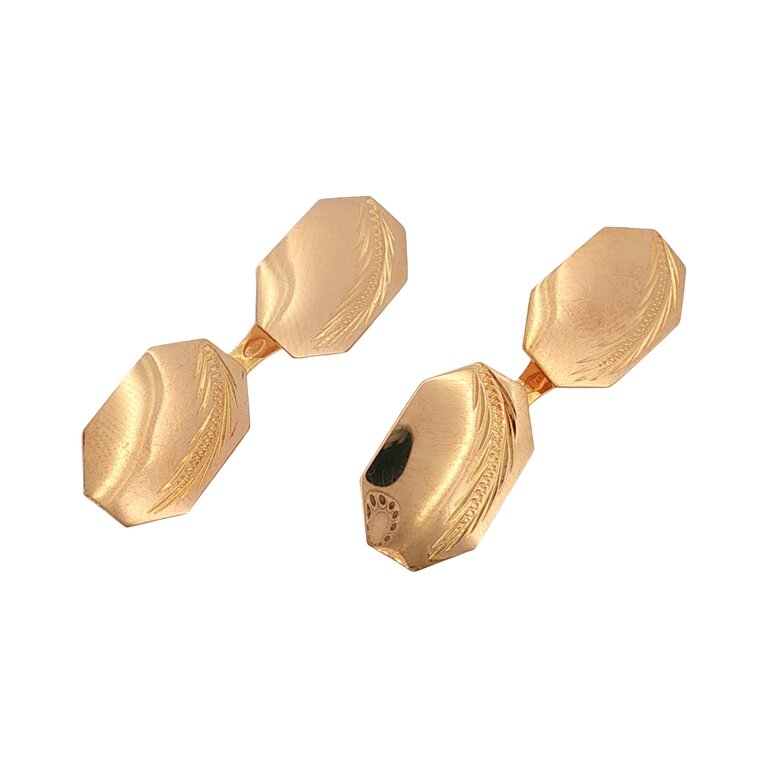 Estate Collection Estate 18K Yellow Gold Engraved Cuff Links