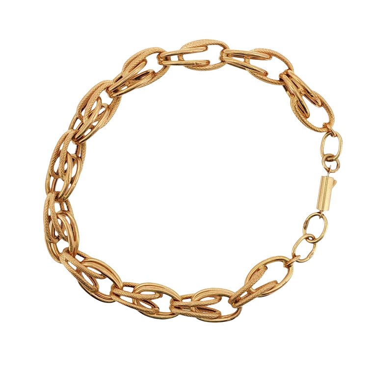 Estate Collection Estate 14K Yellow Gold Hollow Textured Link Bracelet