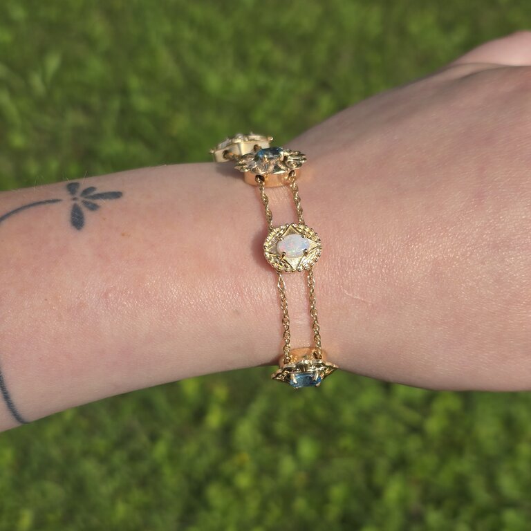 Estate Collection Estate 14K Multi-Gemstone Station Bracelet