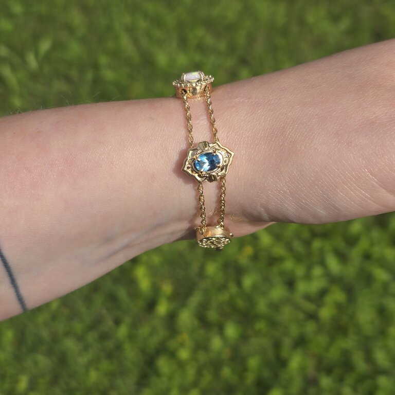Estate Collection Estate 14K Multi-Gemstone Station Bracelet