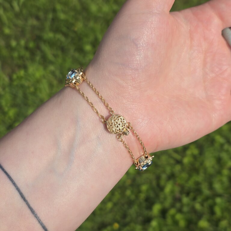 Estate Collection Estate 14K Multi-Gemstone Station Bracelet