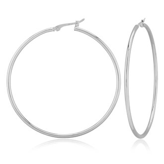 Carla 14K White Gold Large Hoop Earrings