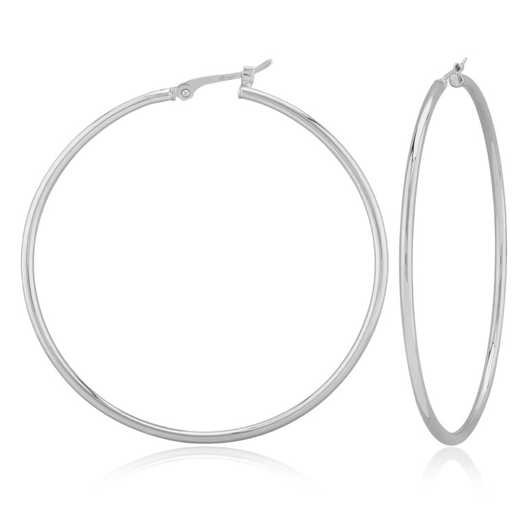 Carla 14K White Gold Large Hoop Earrings