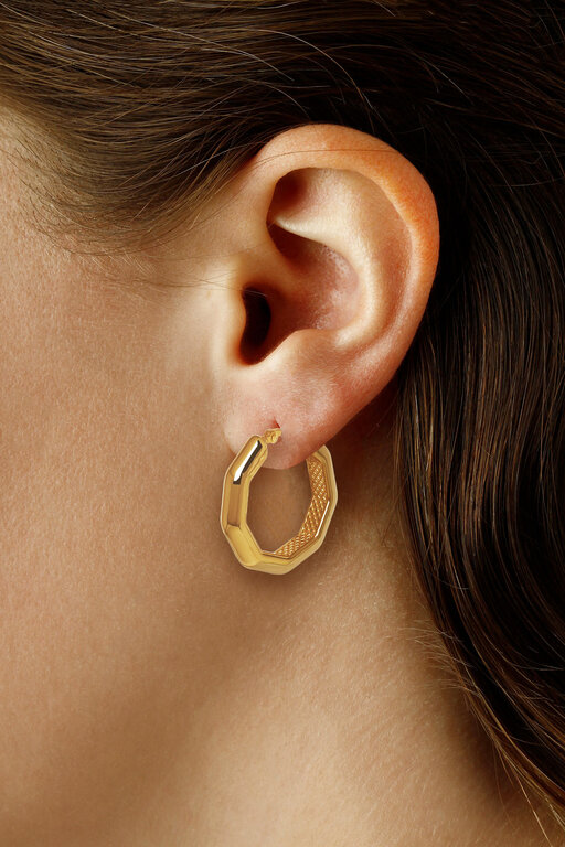 Carla 14K Yellow Gold Octagon Hoop Earrings