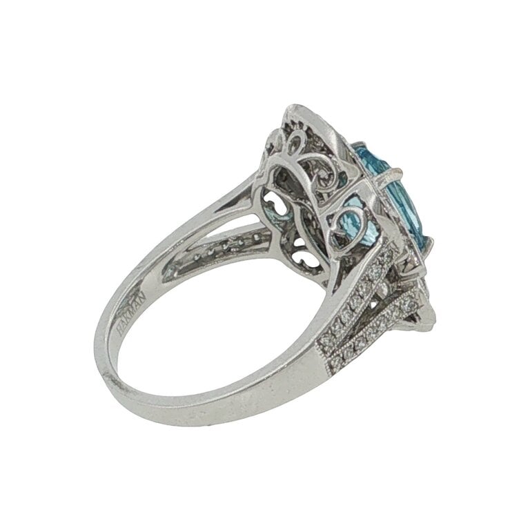 Expressions Jewelers 18K Aquamarine & Diamond Ring