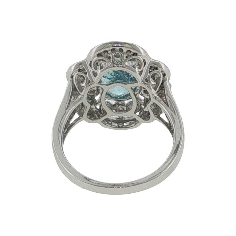 Expressions Jewelers 18K Aquamarine & Diamond Ring