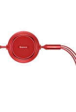 BASEUS Golden Loop 3.5A 1.2m Retractable USB 3-in-1 Lightning + Micro USB + Type-C Elastic Data Cable - Red