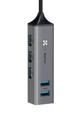 Baseus BASEUS 5-Port USB 3.0 Cube Hub with USB3.0x3+USB2.0x2 Converter - Grey