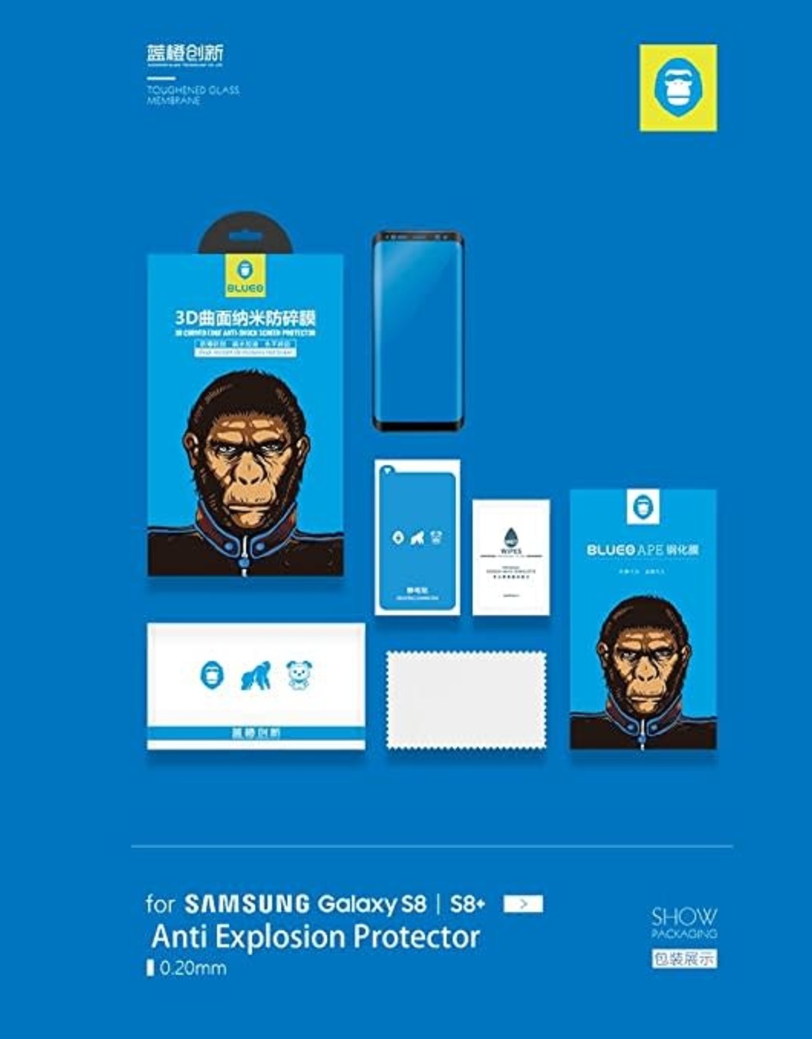 Blueo Blueo Samsung Galaxy S8 Tempered Glass Screen Protector Black