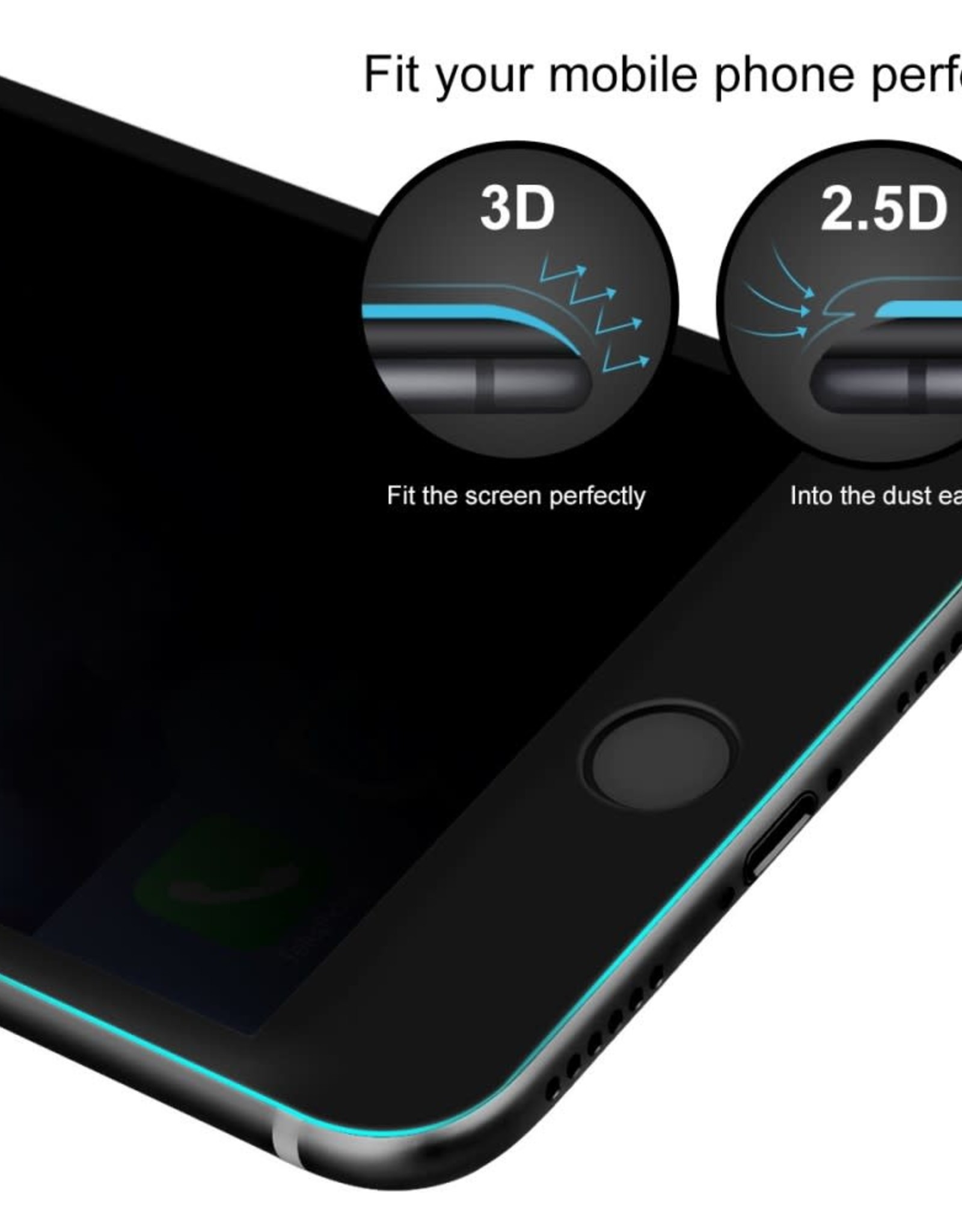 Baseus iPhone 7P, 8 Plus Black Border Privacy Baseus Tempered Glass Screen Protector