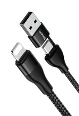 BASEUS USB-A+Type-C To Lightning Dual Output Data Cable, 1m