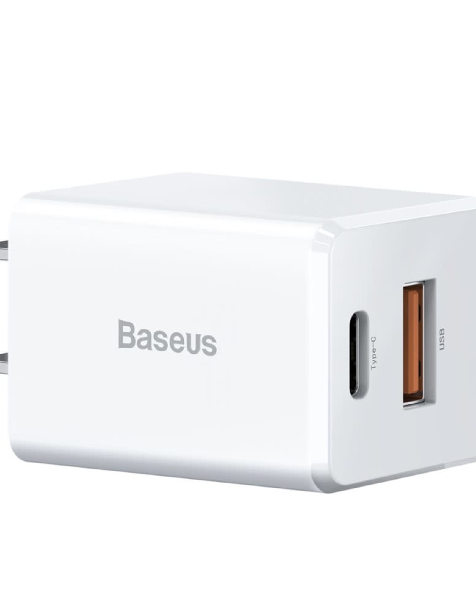 Baseus Travel BASEUS 18W Fast Charging Type C + USB Power Charger Dual White