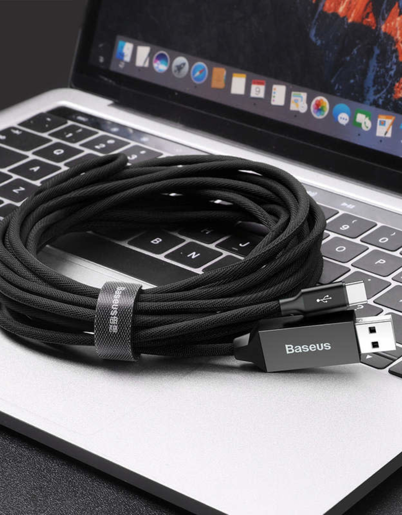 Baseus Baseus Artistic striped cable USB For Type-C 3A 5M Black