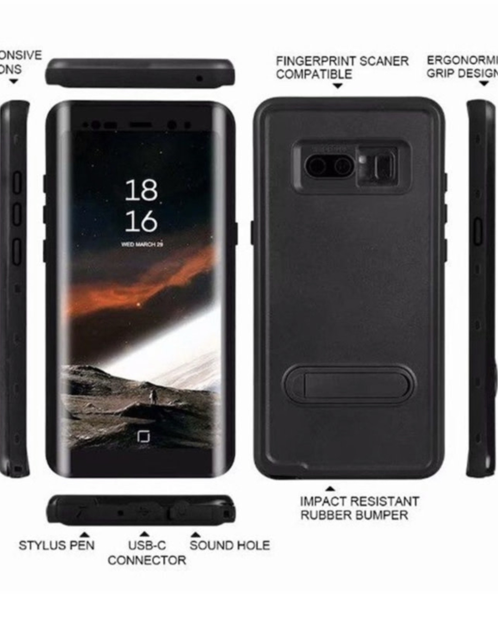 Redpepper Redpepper Dot+ Water Proof Snow Proof + Shock Proof + Dirt Proof + Case Cover Note 8 Black