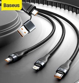 Baseus Baseus Flash Series Two-for-three Data Cable U+C to M+L+C 100W 1.2m Gray+Black