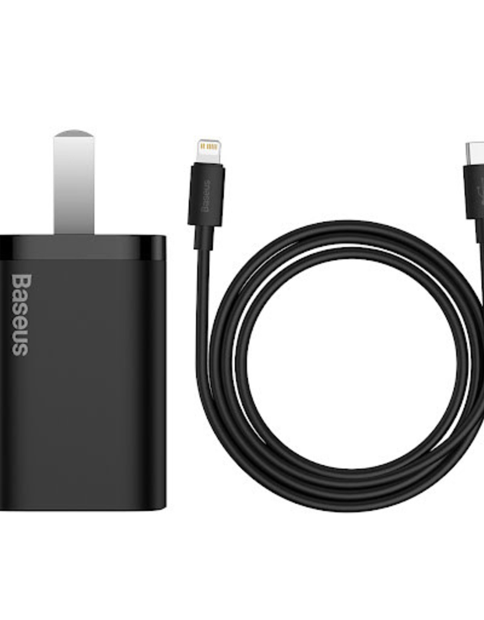 Baseus Super Si Pro Quick Charger 1C 20W CN Sets Black（With Superior Series Fast Charging Data Cable Type-C to iP PD 20W 1m