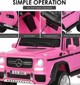 Mercedes-Benz Maybach, 12V Battery Powered Vehicle Toy w/ 2 Motors, 2.4G Remote Control, 3 Speeds, Lights, Horn, Music, Aux, Storage, Truck, Electric Car for Kids (Pink)