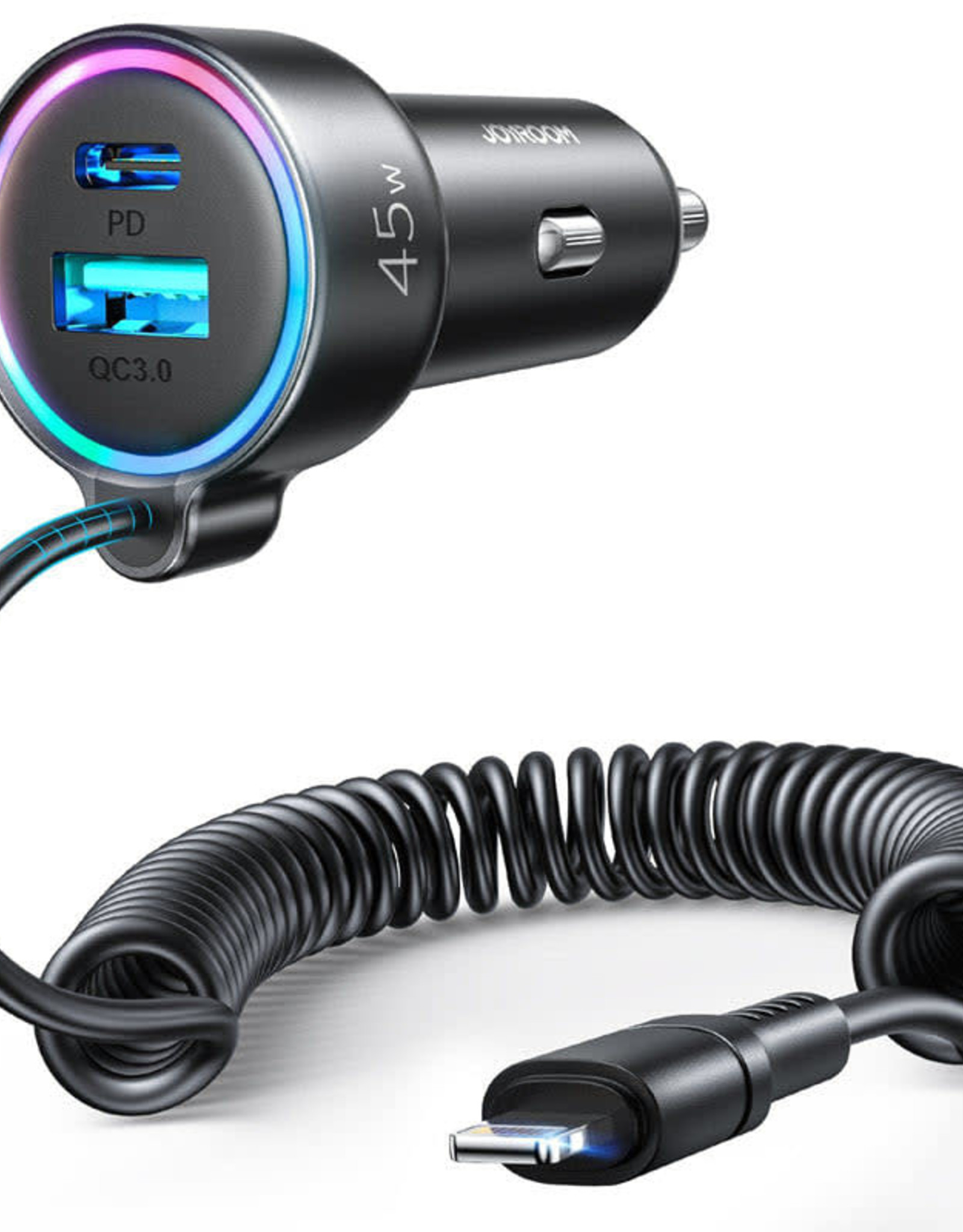 JR-CL08 3 in 1 wired car charger(lightning)