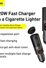 Baseus Share Together Fast Charge Car Charger with Cigarette Lighter Expansion Port  Gray