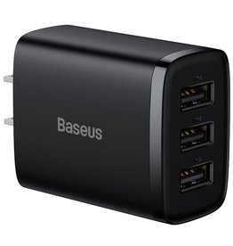 Baseus Compact  Charger 3U 17W US Black