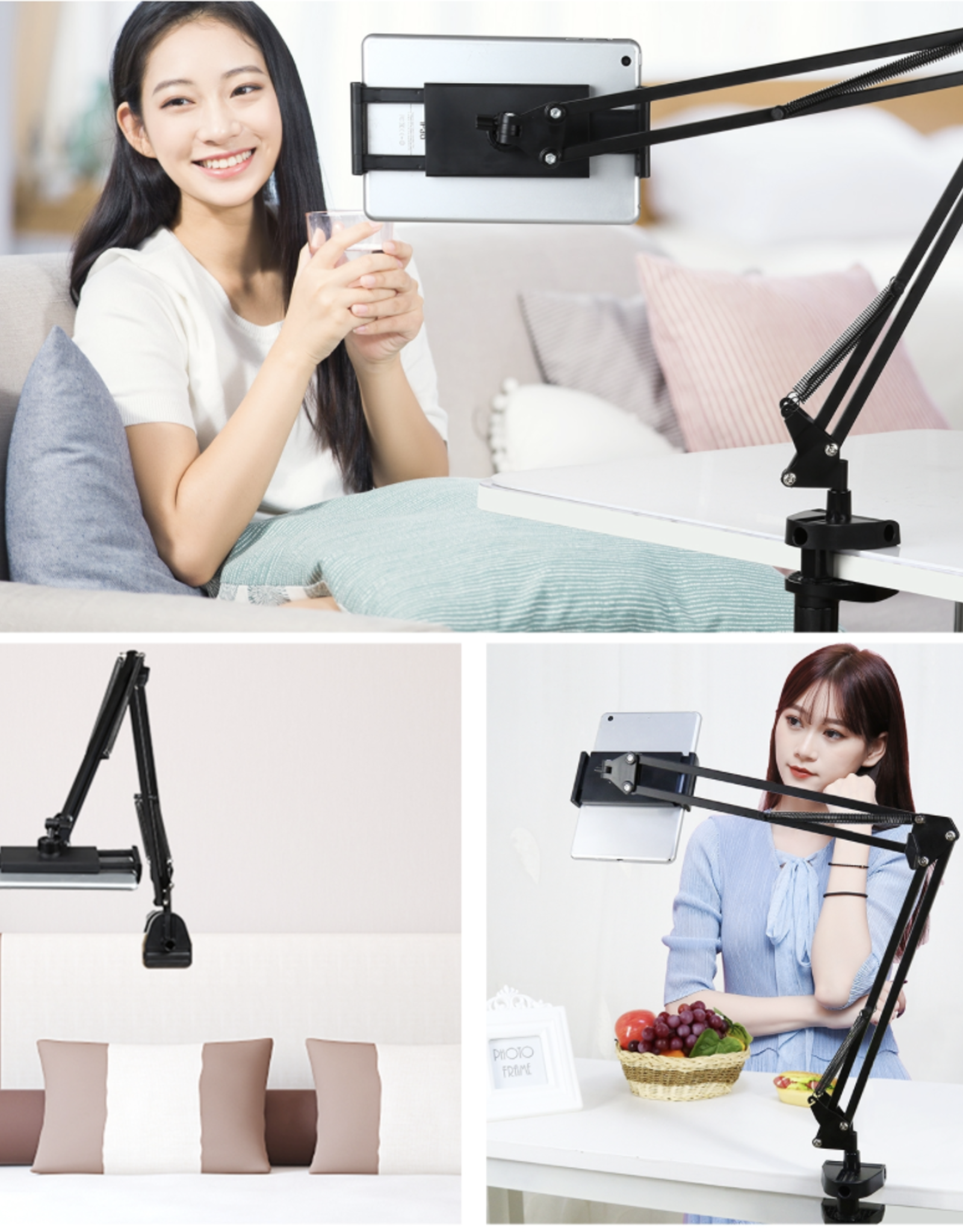 PU535B PULUZ Live Broadcast Desktop Arm Stand Suspension Clamp Holder with Tablet PC Clamp