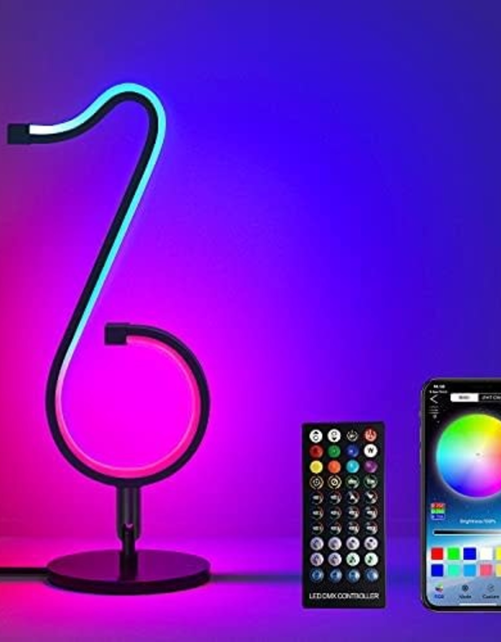 RGB MUSICAL NOTE LIGHT TABLE LAMP BEDROOM LIGHT BAR COFFEE PROJECTOR LAMP (BLACK)
