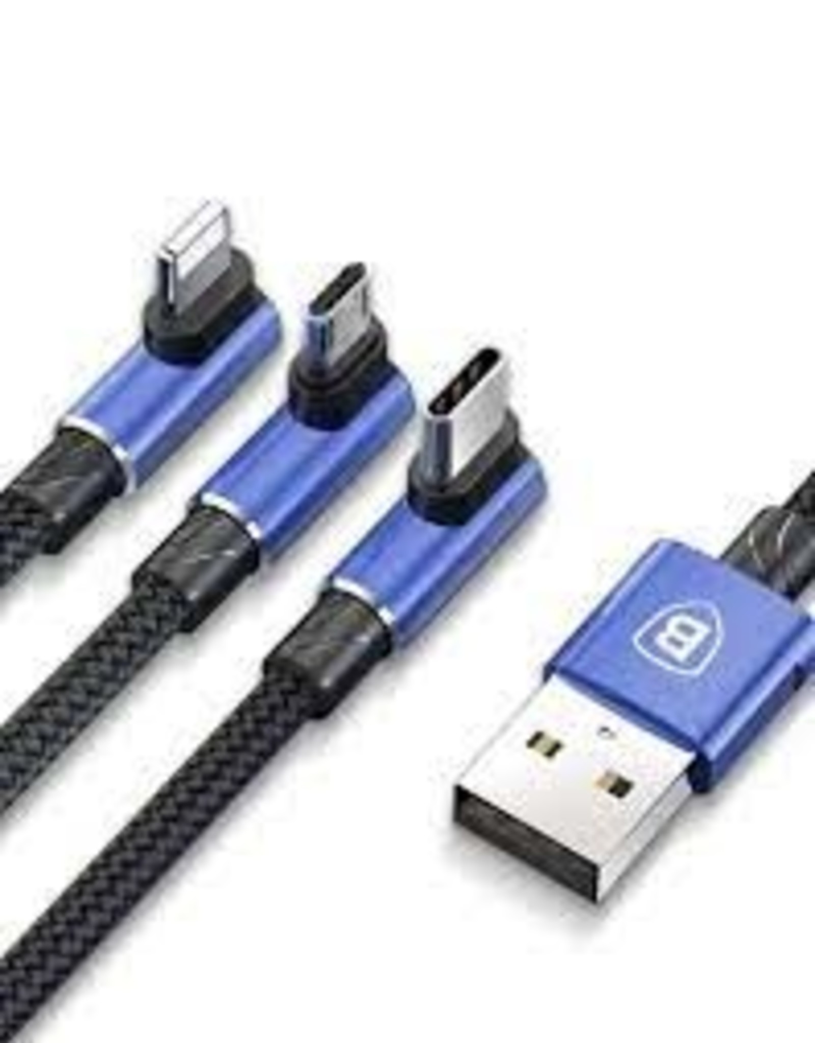 Baseus Copy of BASEUS MVP Elbow 3.5A 1.2m Lightning 8pin + Type C + Micro USB 3-in-1 Data Charge Cable - Blue