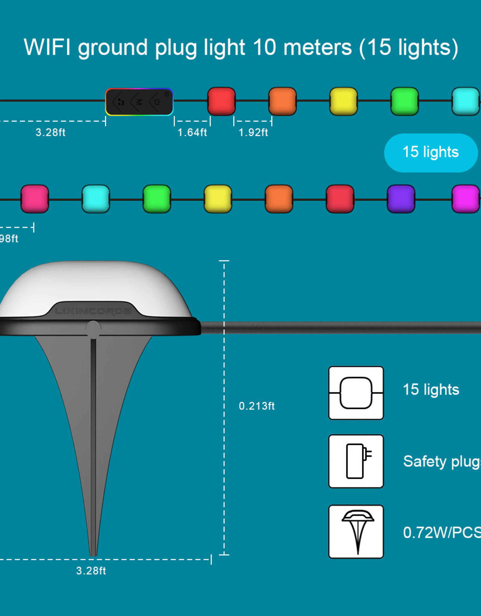 Color Way LED Ground Light MAGIC RGB-IC -33FT