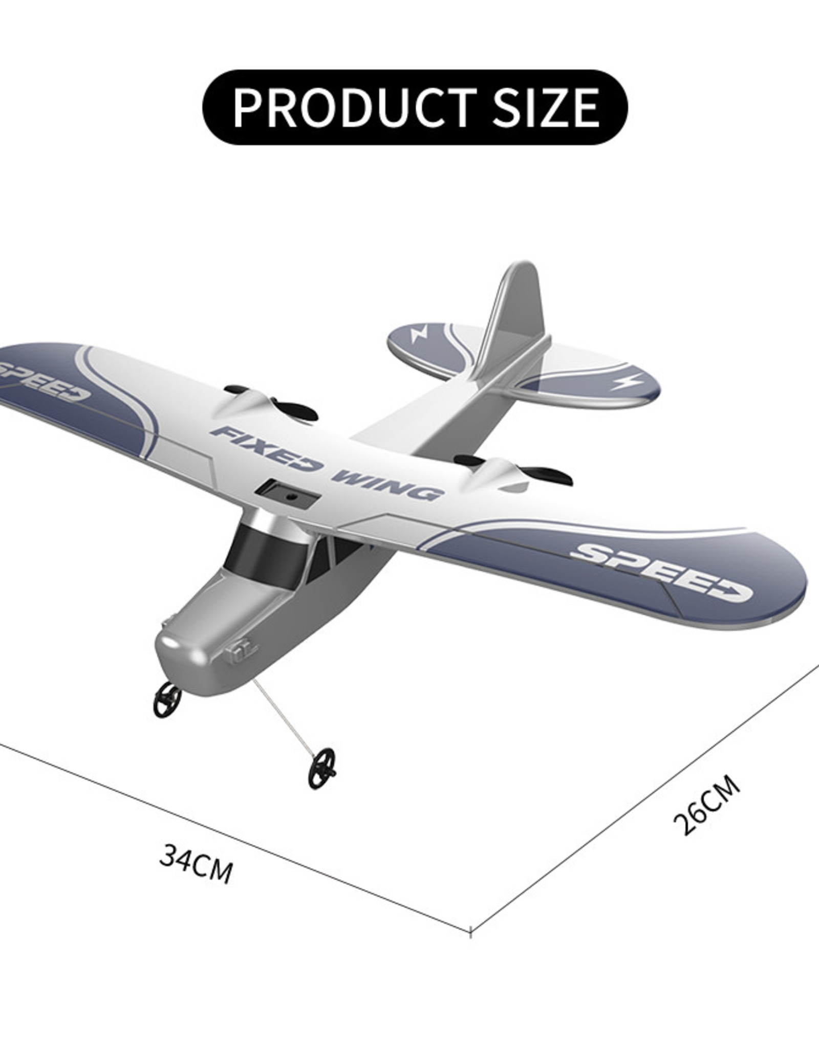 Aircraft Fixed Wing RC Plane Fall-Resistant Airplane Outdoor Toy with LED Light (Dual Batteries Version)