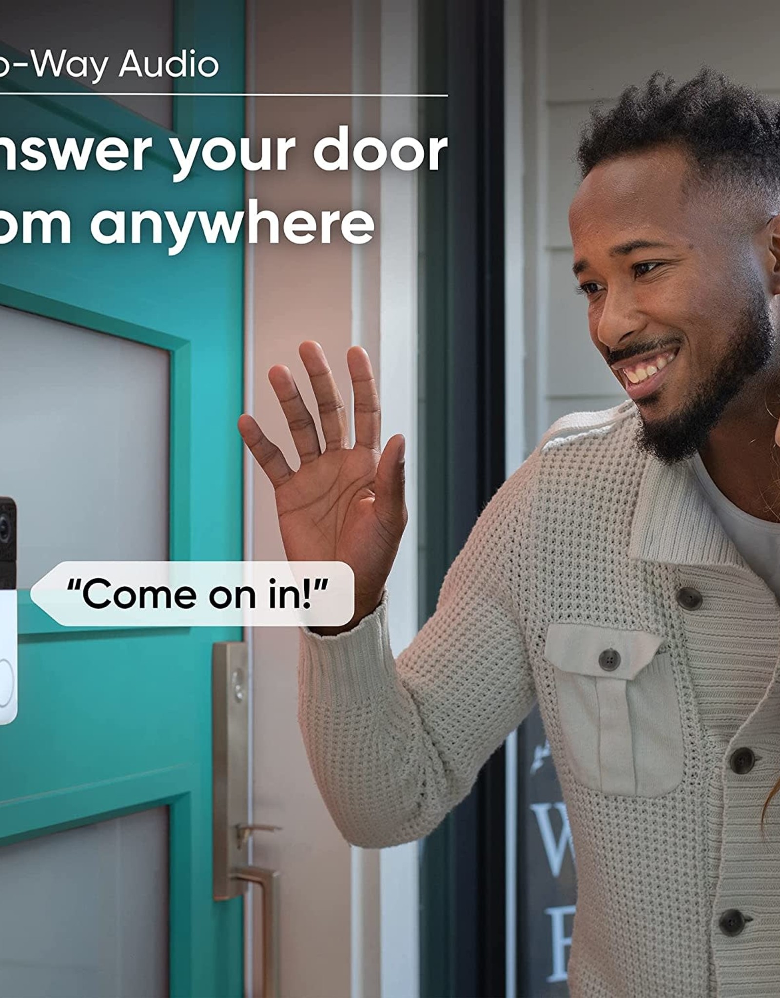 Wyze Wireless Video Doorbell Pro (Chime Included), 1440 HD Video, 1:1 Aspect Ratio: 1:1 Head-to-Toe View, 2-Way Audio, Night Vision