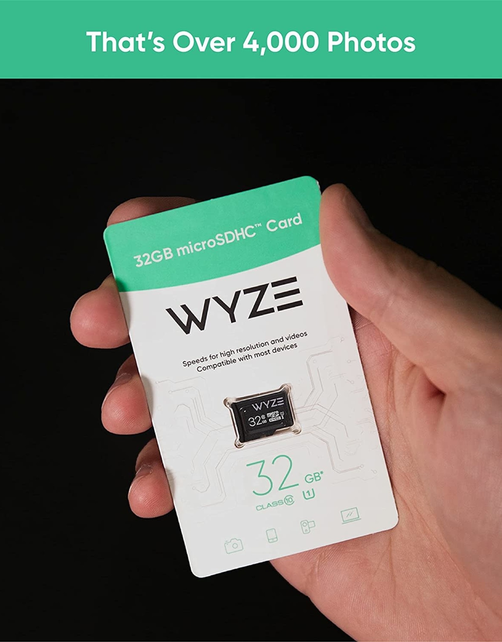 Wyze Expandable Storage 32GB MicroSDHC Card Class 10, Black