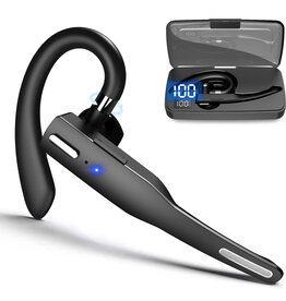 YYK525 Business Car Single Ear Wireless Earhook Bluetooth Headset Digital Display Hands-free Earphone with Charging Case