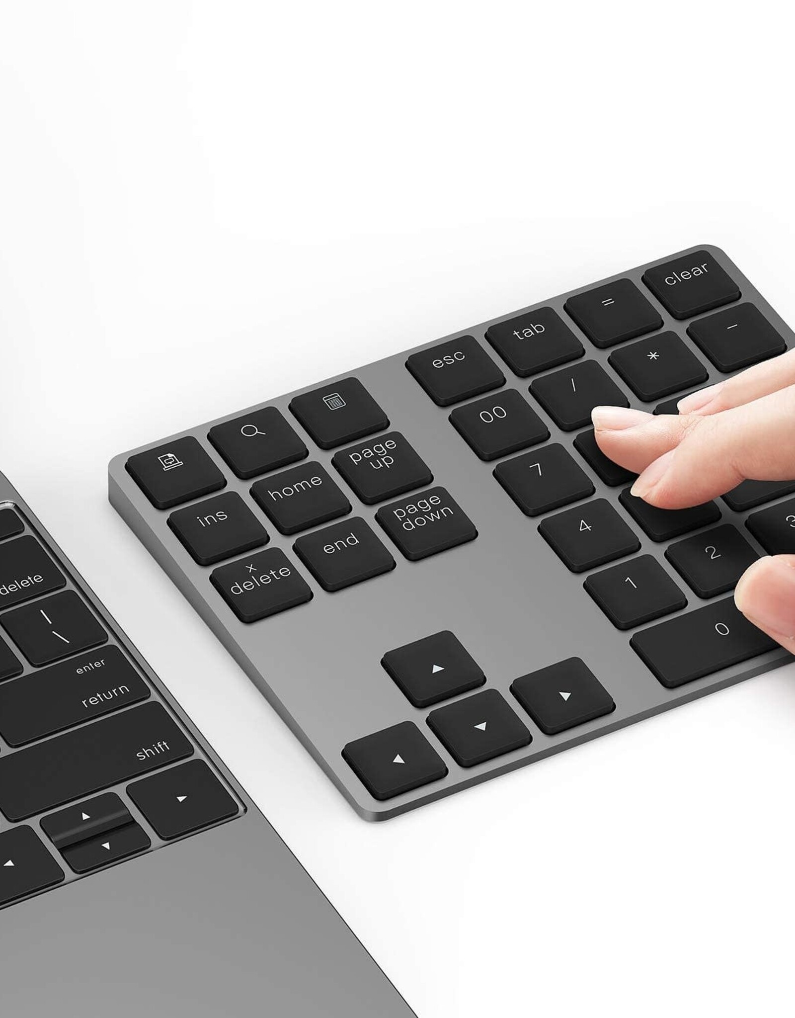 WIWU Bluetooth Numeric Keypad, Rechargeable Wireless Keyboard with Multiple Shortcuts 34-Keys numeric keypad for Macbook/iPad/Laptop/PC/iphone Compatible with Surface Pro Windows Android iOS
