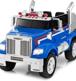 Costzon Electric Car for Kids, 12V Licensed Freightliner Ride on Dump Truck w/Remote Control, Rear Loader, Spring Suspension, Easy-Drag System, MP3 & Music, Gift for Boy Girl, Ride on Car (Blue)