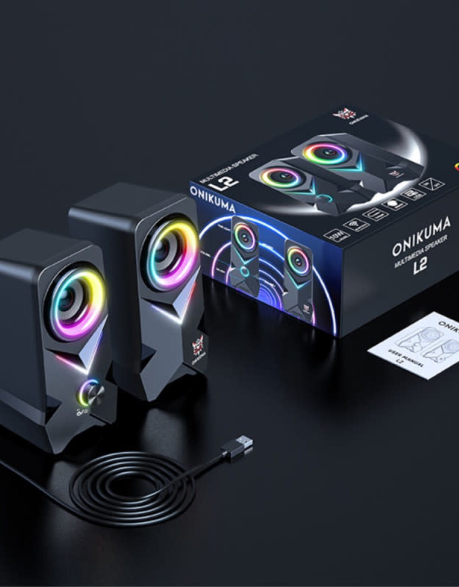 ONIKUMA L2 Multimedia Set Wired Speaker USB RGB Colorful Light