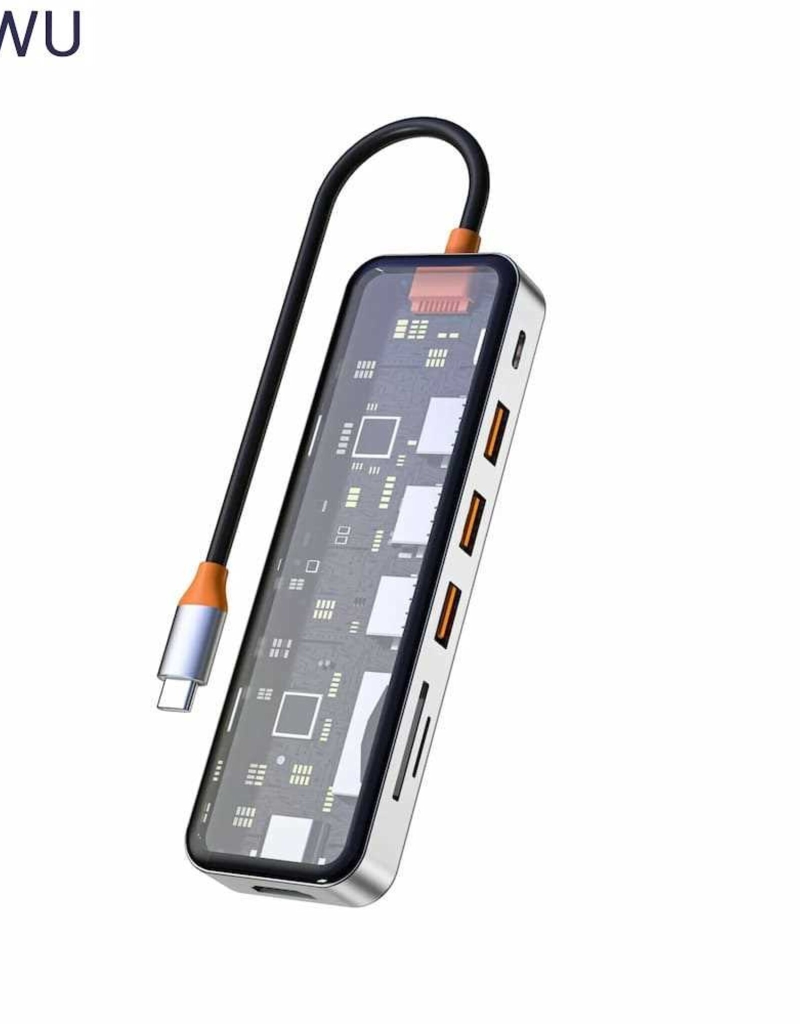 Wiwu Cyber Hub 7 in 1 USB-C Hub transparent