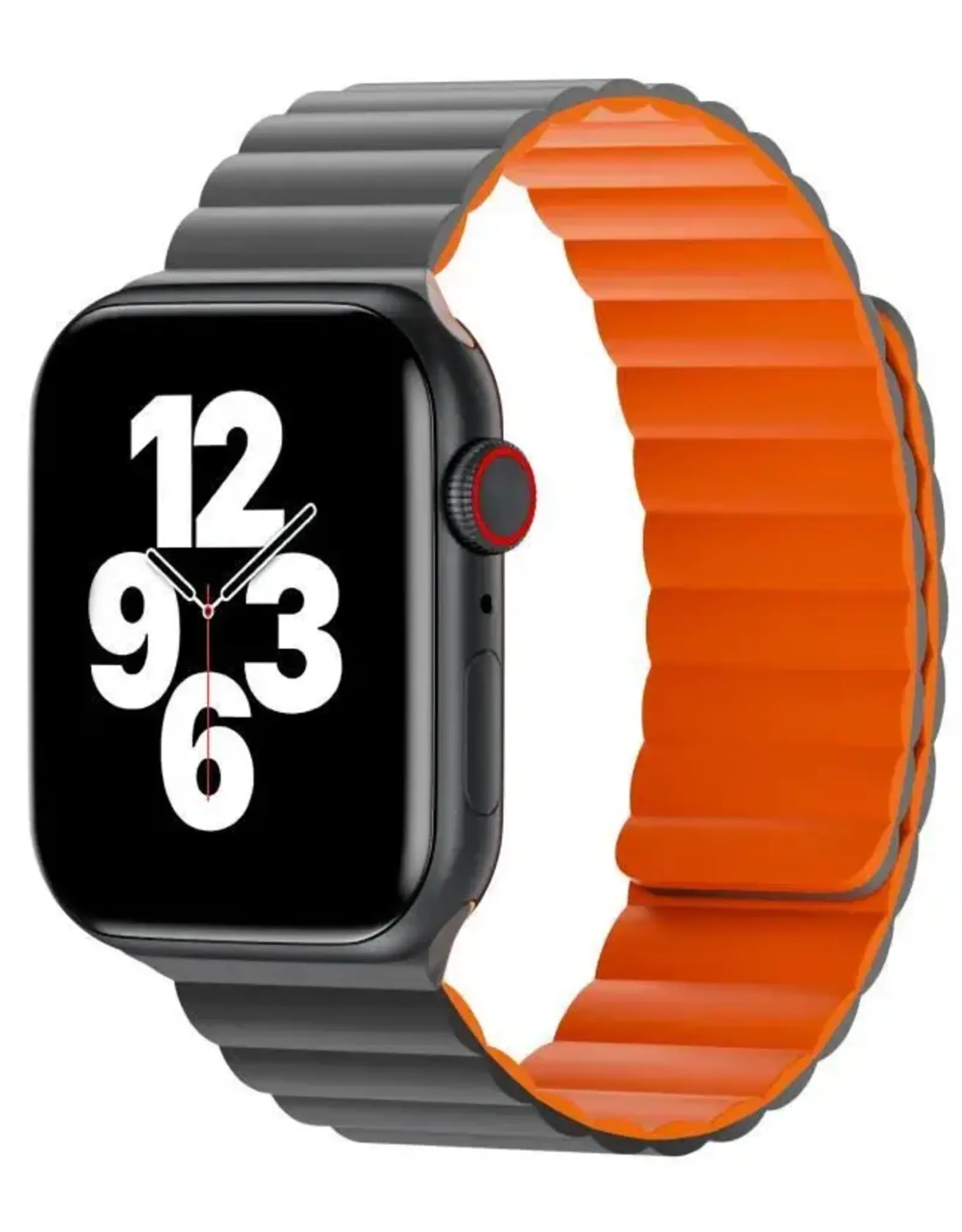 Wiwu Magnetic Silicone Watch Band 42/44/45/49mm Black + Orange