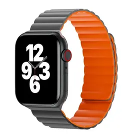 Wiwu Magnetic Silicone Watch Band 42/44/45/49mm Black + Orange