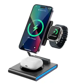 Wiwu Geek 3 in 1 Wireless charger foldable magnetic suction convenient 15w
