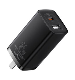 Baseus 65w GaN 2 Lite Fast Charger C + U CN (SuperVooc) black