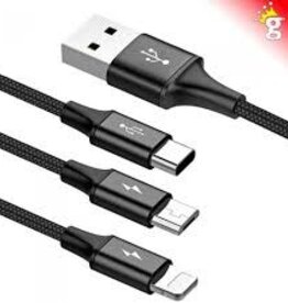 Baseus High Current 1 for 3 Charging Data Cable Usb to  M+L+C 3.5A 60cm