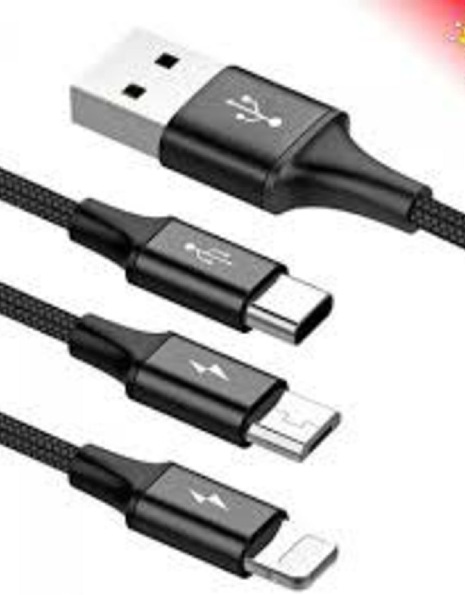 Baseus High Current 1 for 3 Charging Data Cable Usb to  M+L+C 3.5A 60cm