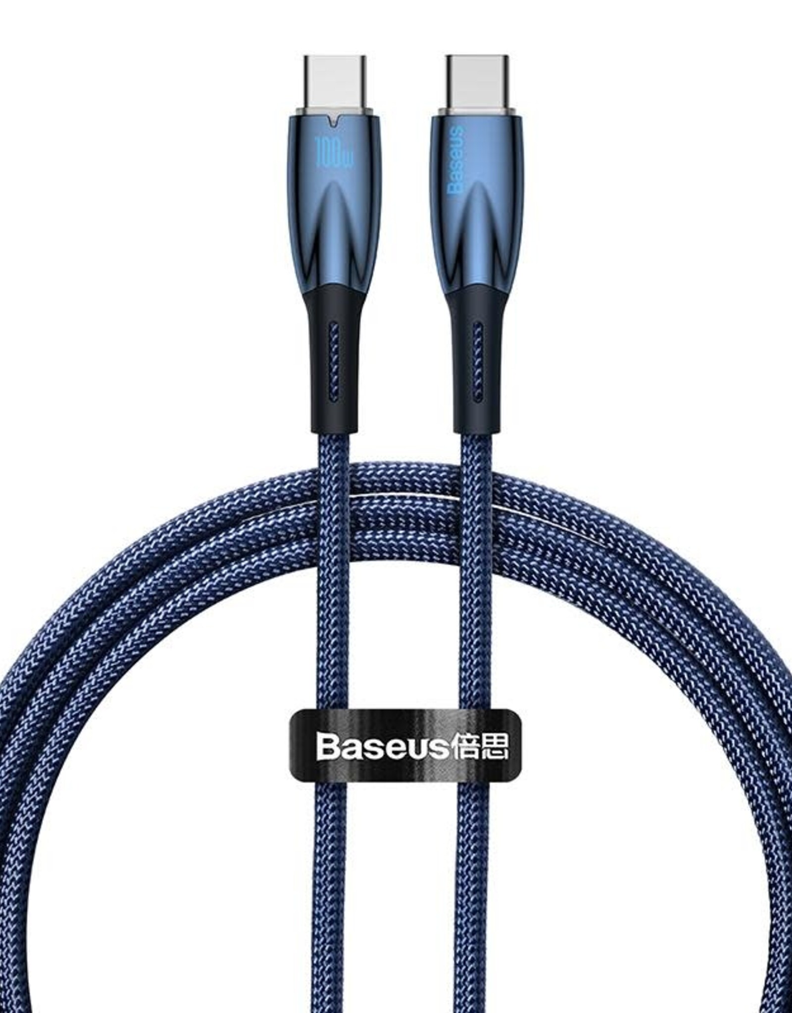 Baseus 100w Glimmer Series Fast Charging data cable type c to type c Blue 1m