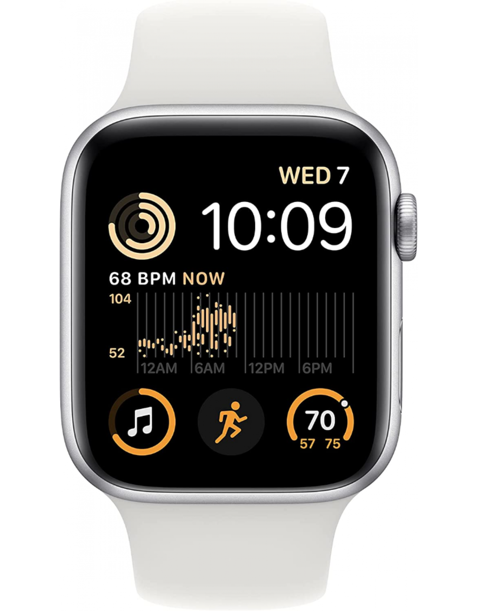 Apple Watch SE (2nd Generation) GPS 44mm Silver Aluminum Case with White Sport Band - S/M