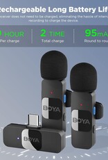 BOYA Wireless Lavalier Microphone USB C (Daul Mics)
