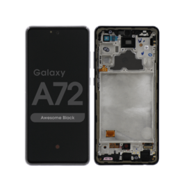 OLED Assembly With Frame Compatible For Samsung A72 (A725 / 2021) (Refurbished) (Awesome Black)