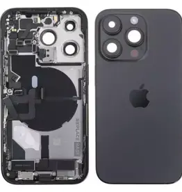 Back Housing W/ Small Pre-Installed Compatible For iPhone 14 Pro (International Version) (Used OEM Pull: Grade A) (Space Black)