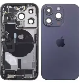 Back Housing W/ Small Pre-Installed Compatible For iPhone 14 Pro (International Version) (Used OEM Pull: Grade A) (Deep Purple)