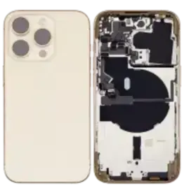 Back Housing W/ Small Pre-Installed Compatible For iPhone 14 Pro Max (International Version) (Used OEM Pull: Grade A) (Gold)