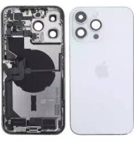 Back Housing W/ Small Pre-Installed Compatible For iPhone 14 Pro Max (International Version) (Used OEM Pull: Grade A) (Silver)